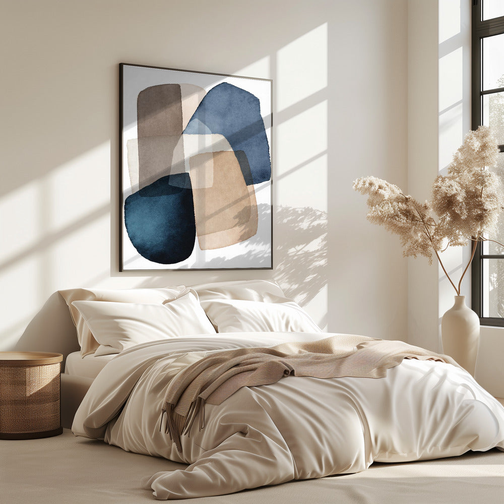 Blauwbruine blokken | Poster
