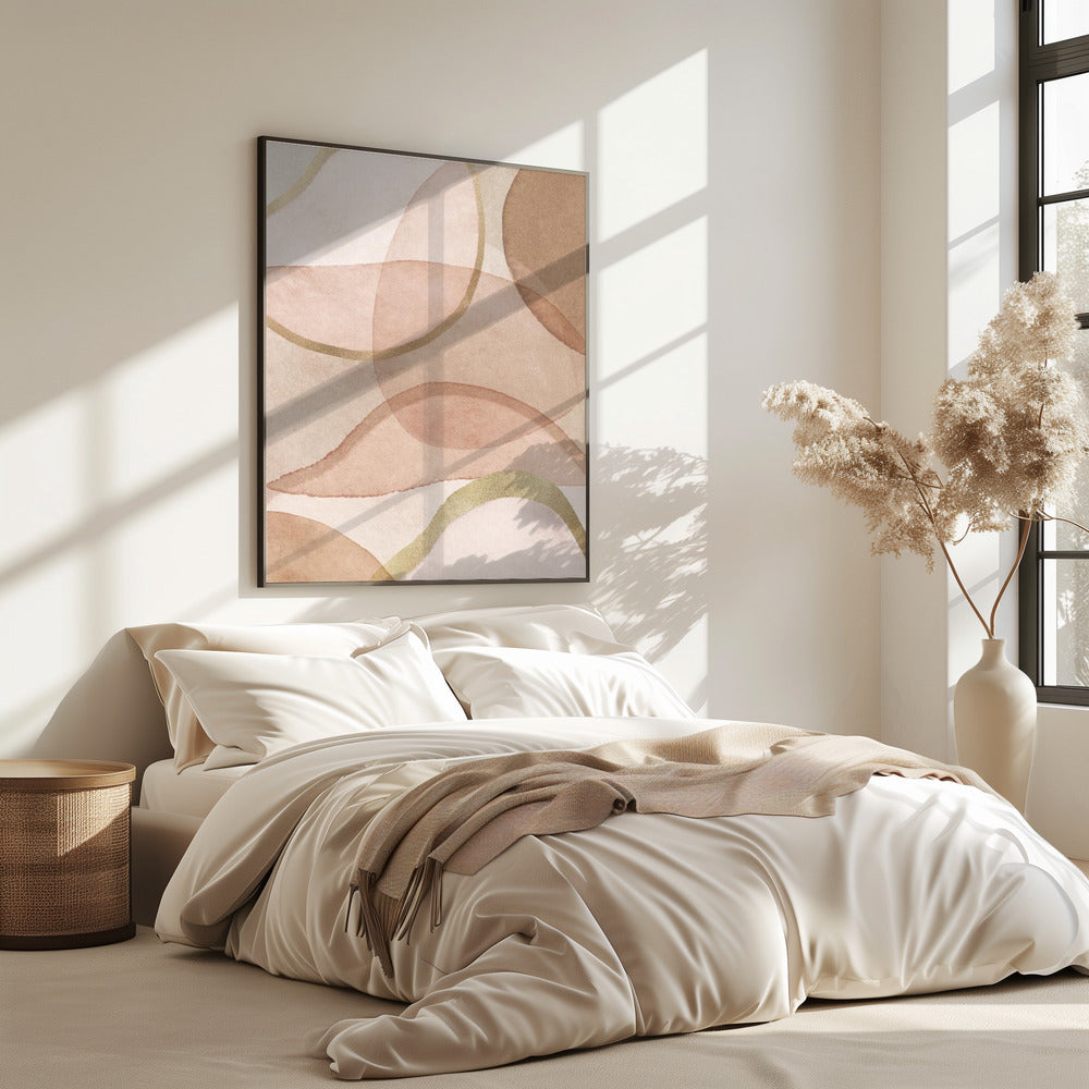 Blush en bruin abstract | Poster