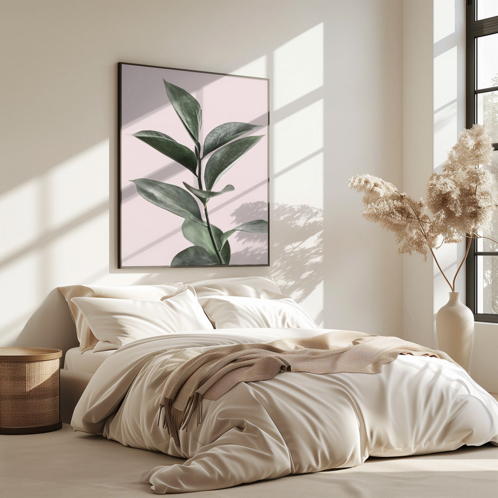Blad op roze | Poster