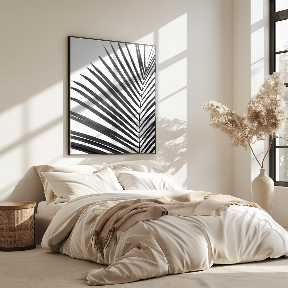 Zwart-wit palmblad | Poster