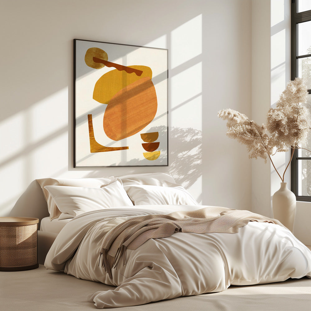 Abstracte collage met warme vormen | Poster