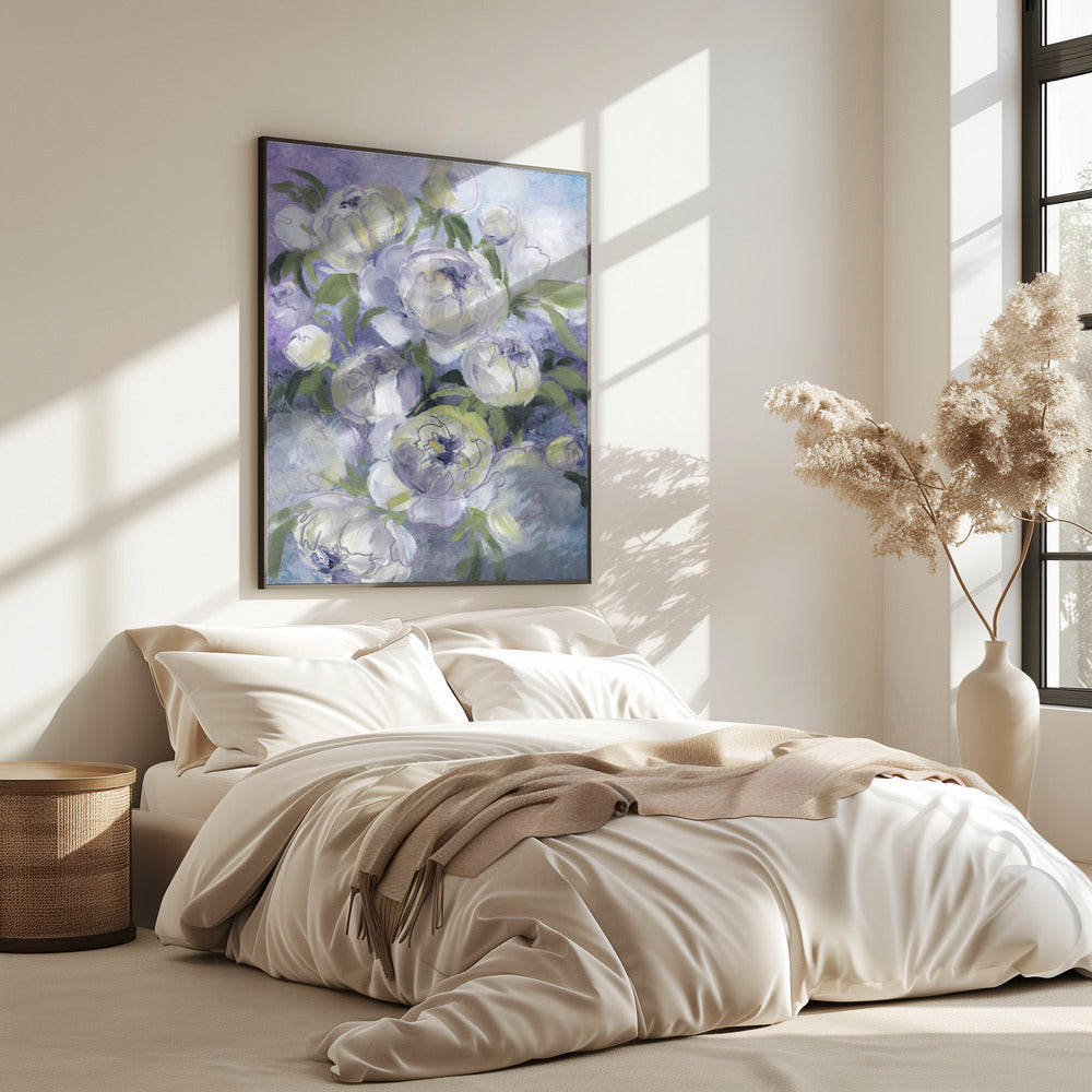 Droevige, schilderachtige bloemen in violet | Poster