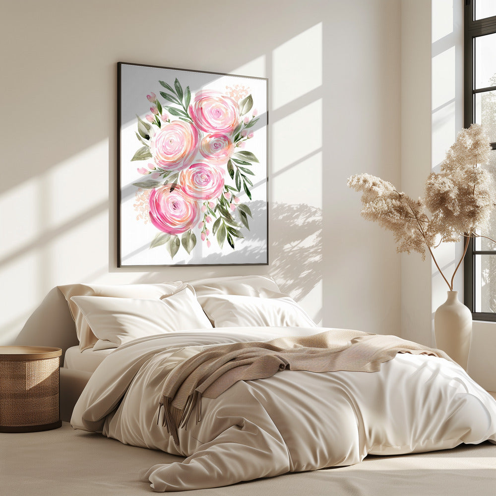 Begonia roze ranonkelboeket | Poster