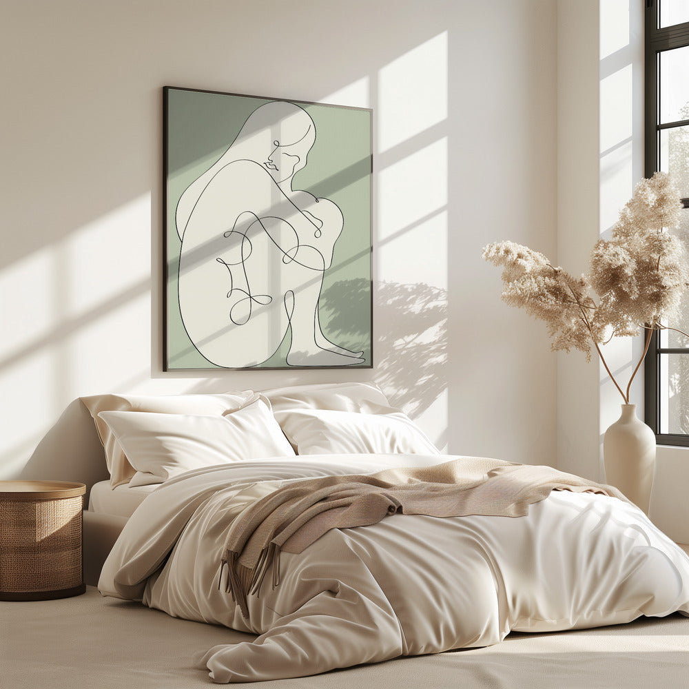 Zittende Vrouw Groen | Poster