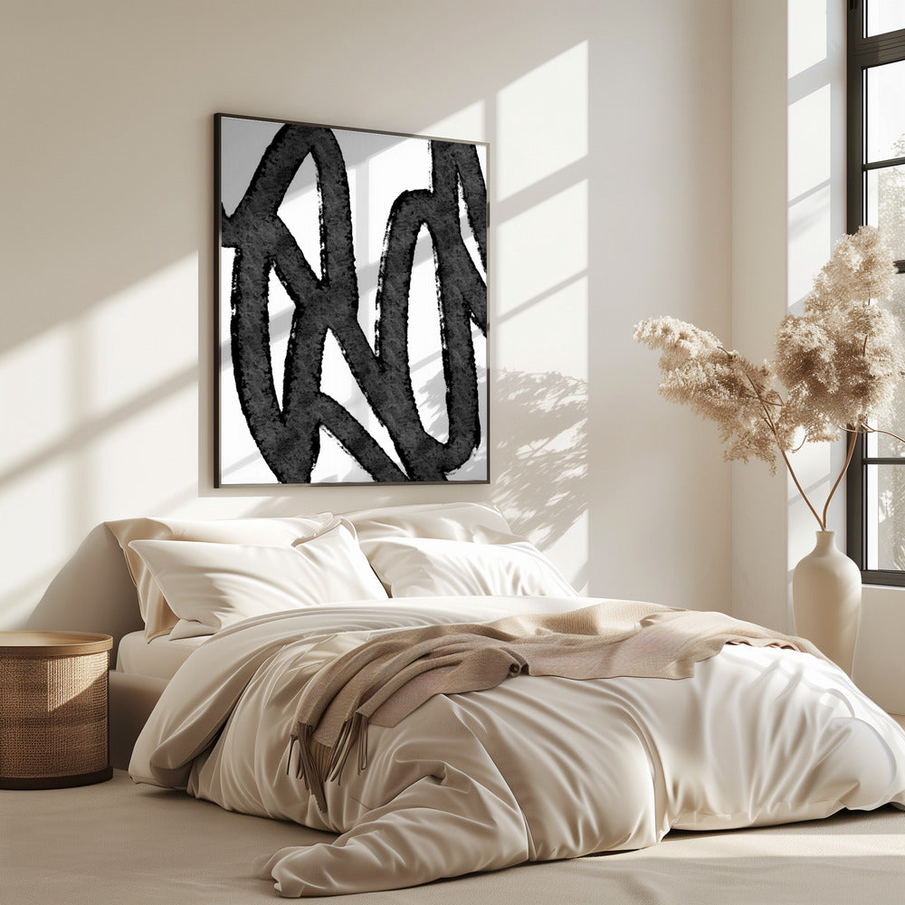 Black Brushstrokes On A White Background | Poster