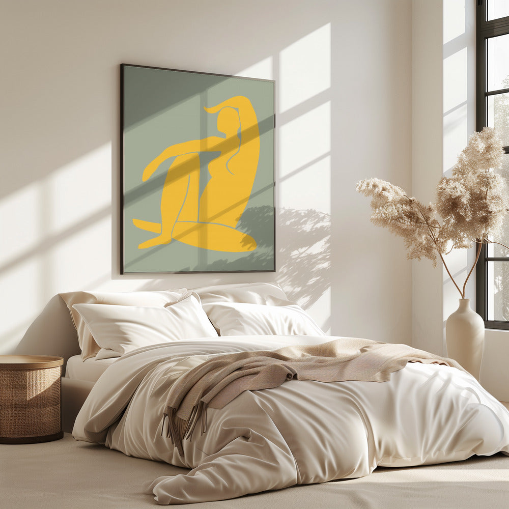 Figuur Groen en Geel Matisse Stijl | Poster