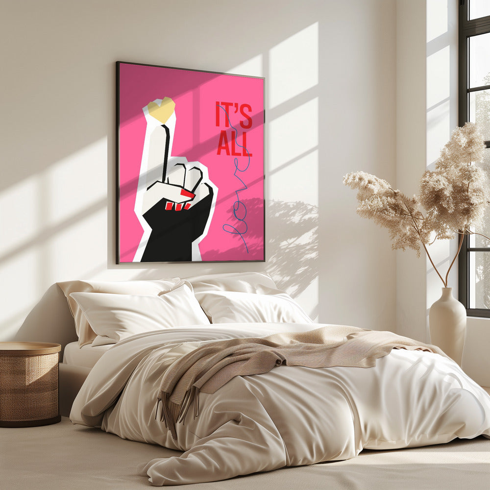 Het is allemaal liefde hand roze | Poster
