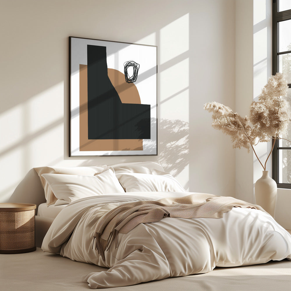 Geometrische vormen in zwart en bruin | Poster