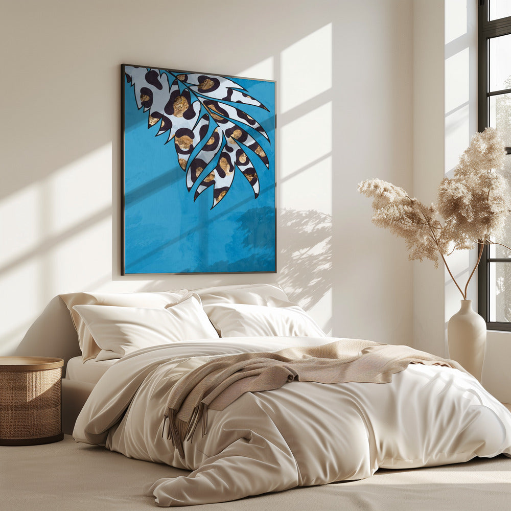 Blauw luipaardprint dierenblad | Poster