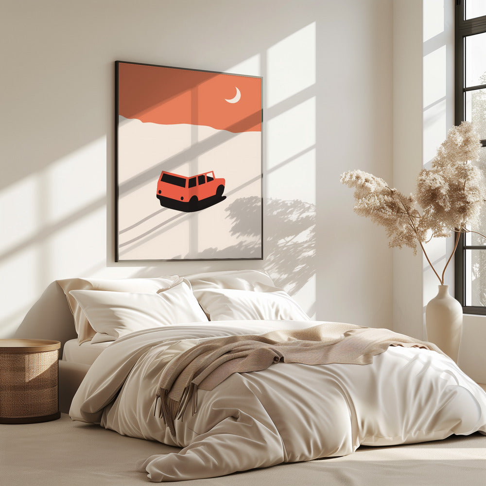 Auto in de woestijn | Poster