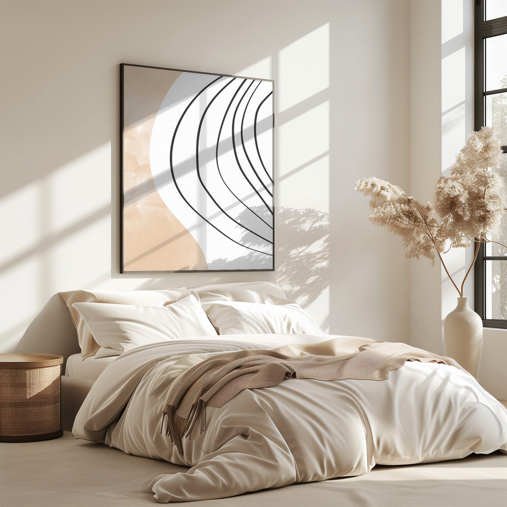 Beige Zwarte Lijnkunst | Poster