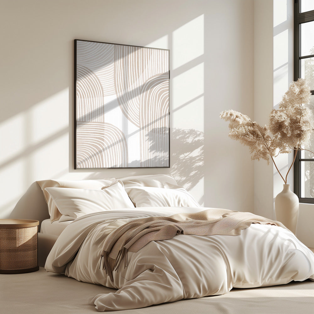 Abstracte beige lijnkunst | Poster
