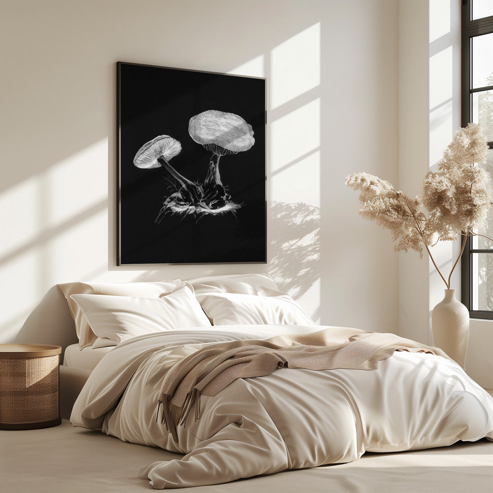 Vintage Violet Webcap Mushroom Donker Zwart | Poster
