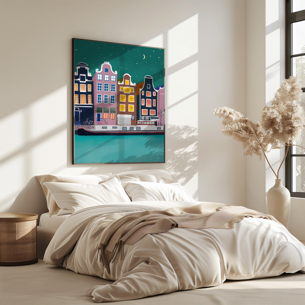 Amsterdam bij nacht | Poster