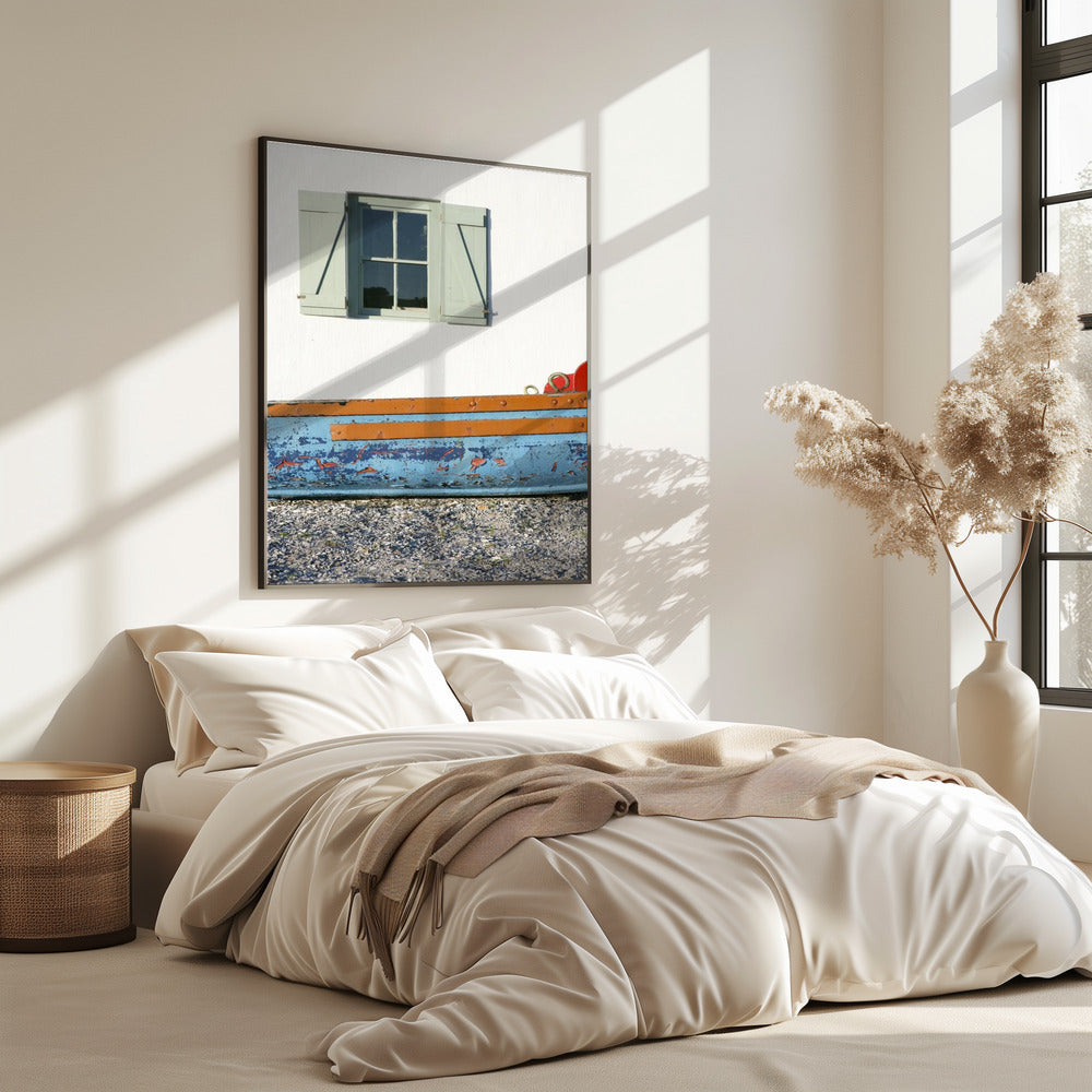 Pastelkleurig raam met luiken | Poster