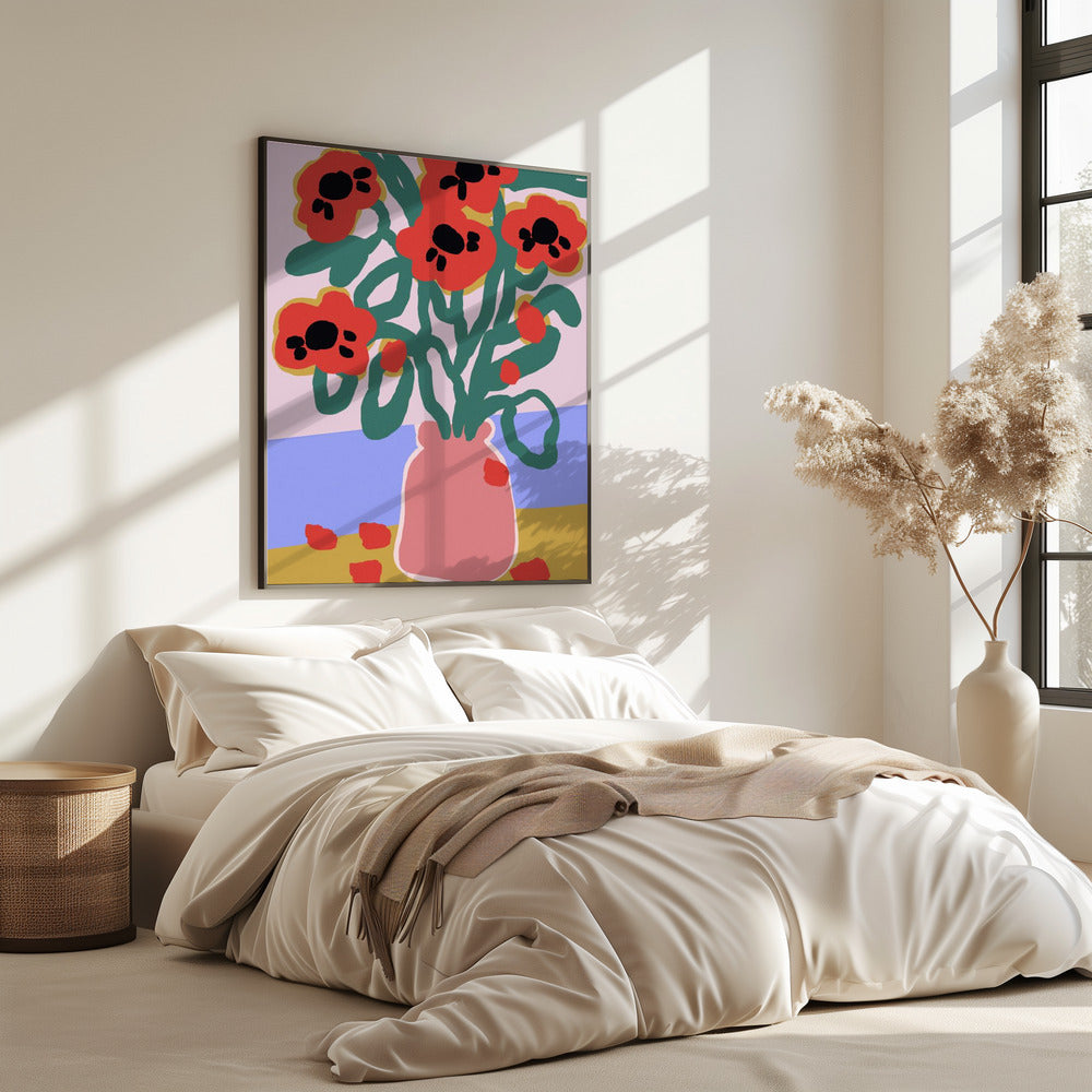 Vaas met opvallende bloemen | Poster