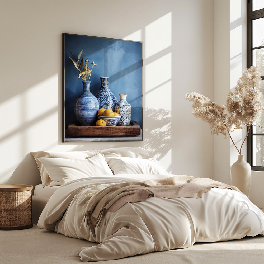 Stilleven met blauwe harmonie | Poster