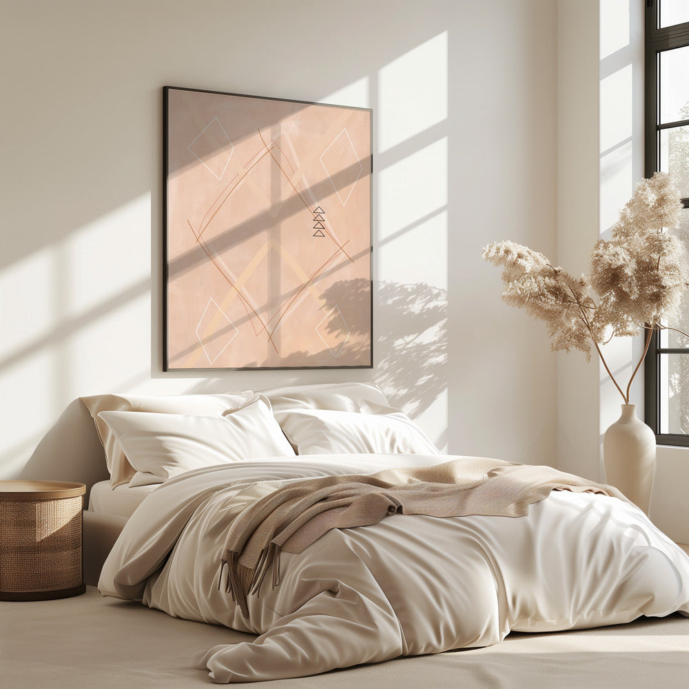 Abstracte geometrische kunst beige tinten | Poster