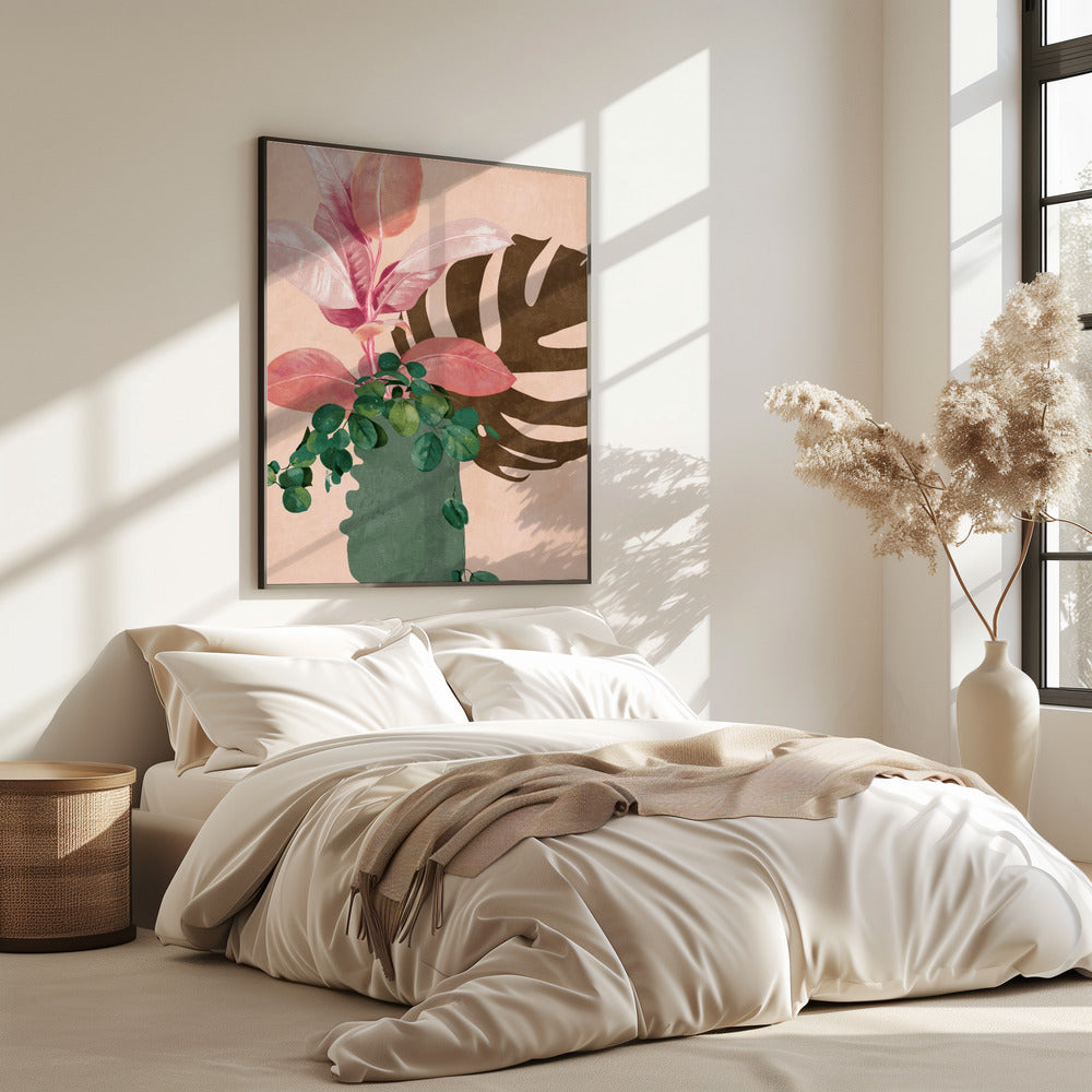 Bladeren Meer 6 Roze | Poster