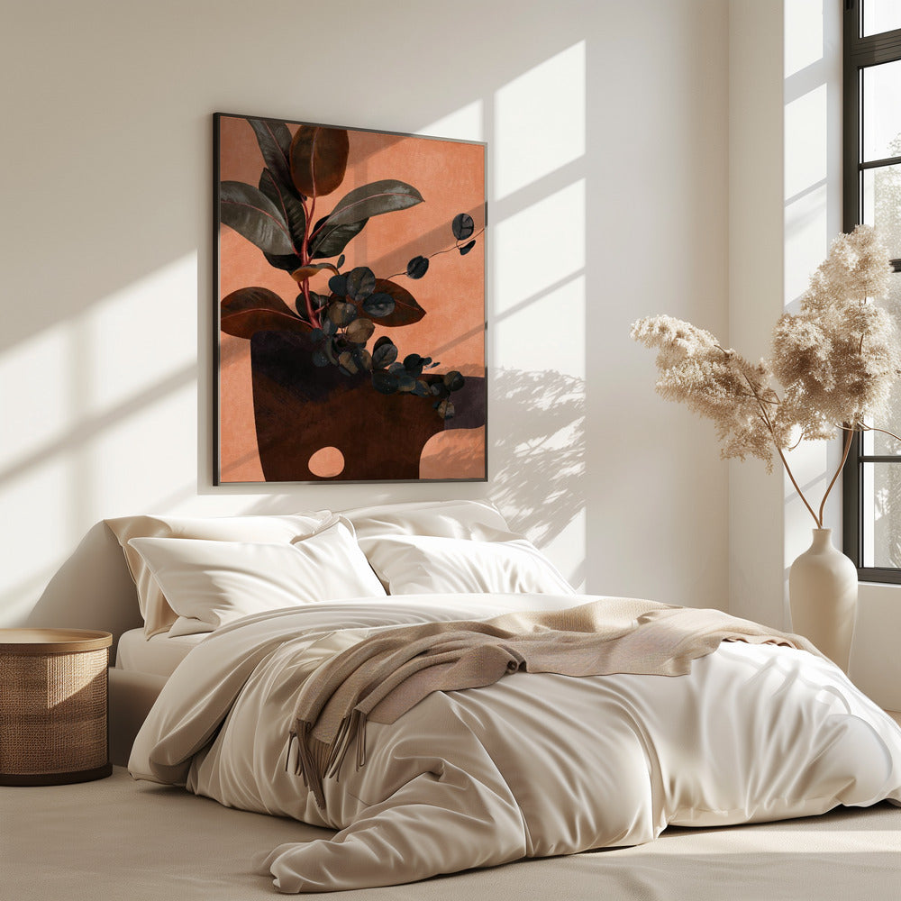 Bladeren Meer 6 Rood | Poster