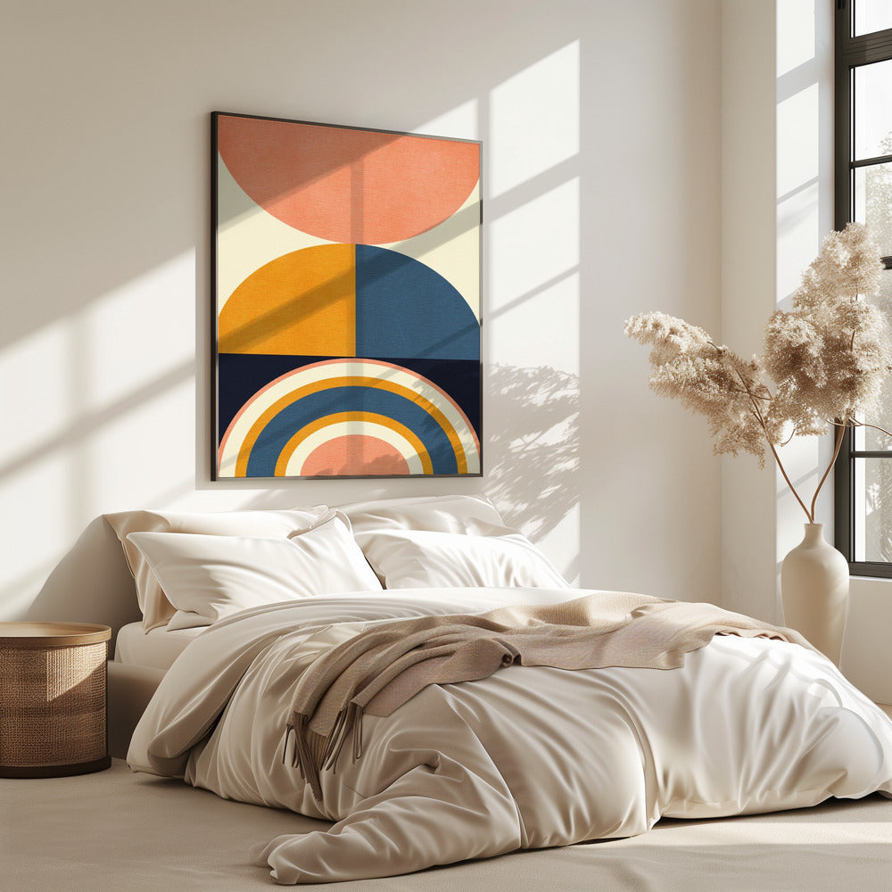Regenboog Plus Vormen Blauw Mosterd10 | Poster