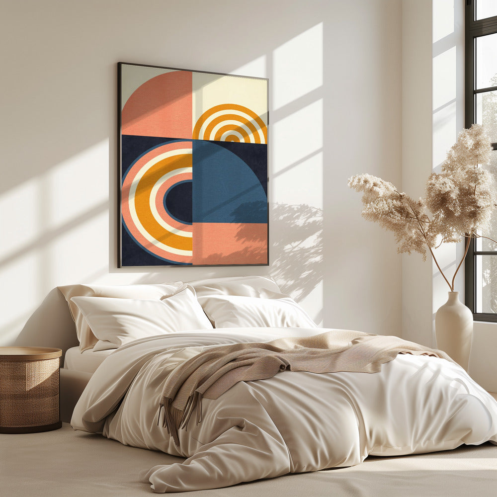 Regenboog Plus Vormen Blauw Mosterd9 | Poster