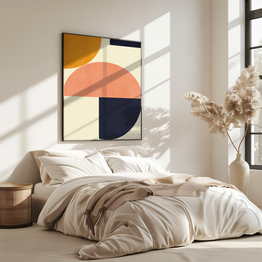 Regenboog Plus Vormen Blauw Mosterd2 | Poster