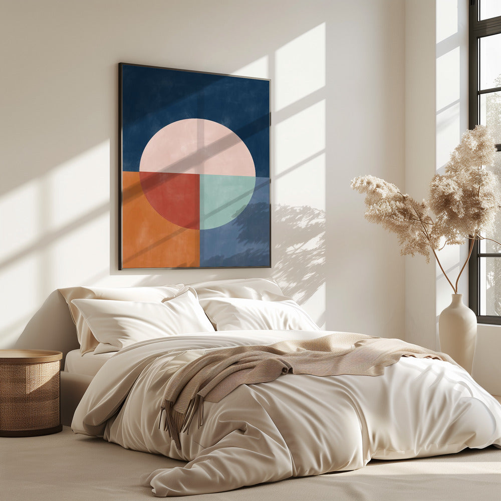 Geometrische abstractie met een grote pastelcirkel | Poster