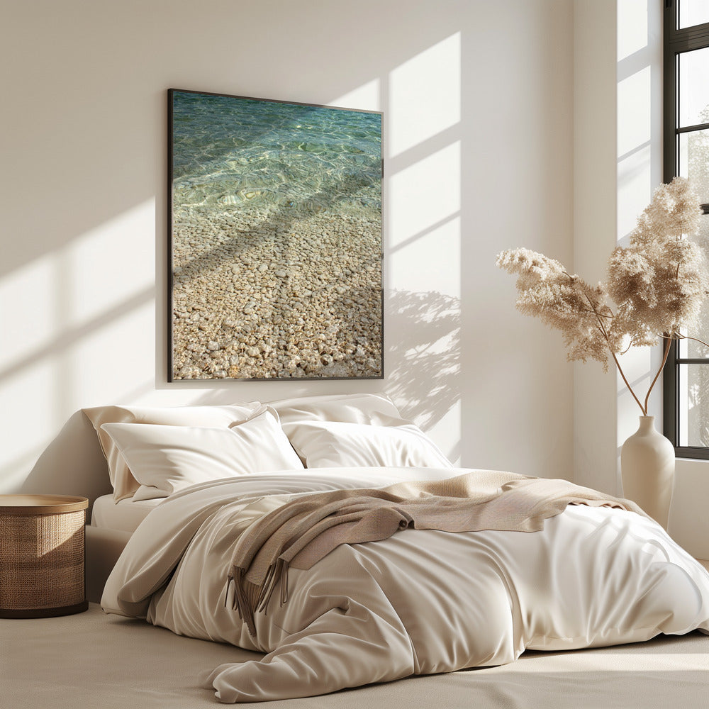 Aqua Ocean en gouden kiezels | Poster
