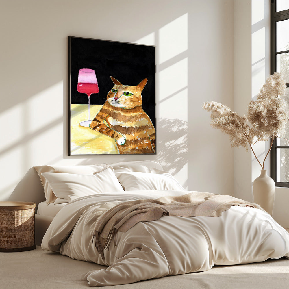 Kattenvrijdagavonddrankjes Wijn Grappige kattenhumor | Poster