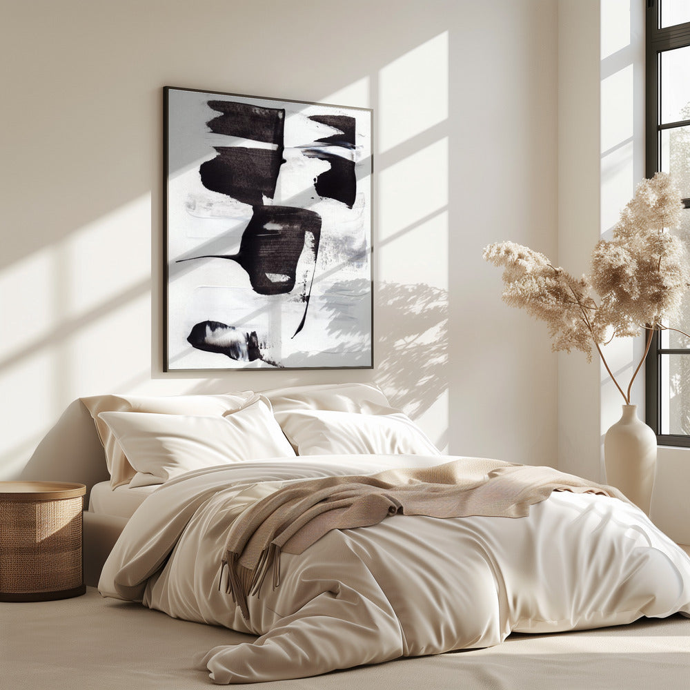 Expressieve monochrome penseelstreken | Poster