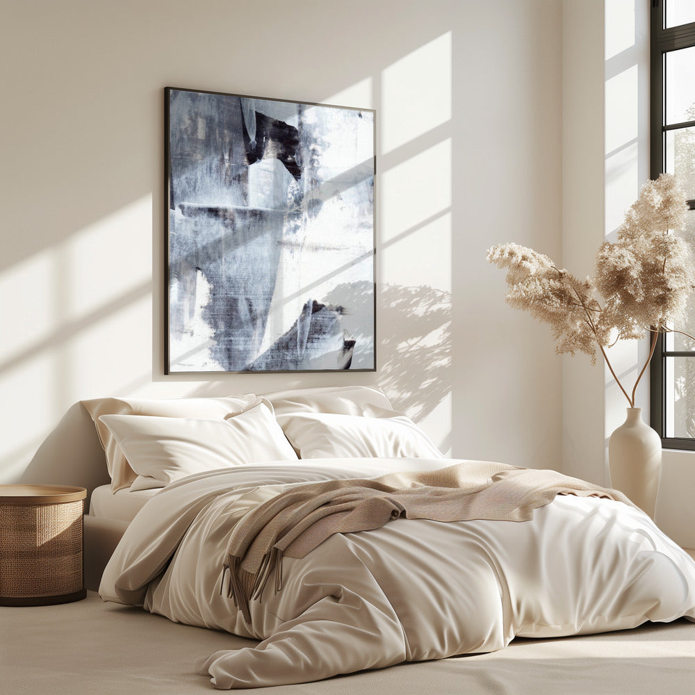 Penseelstreken in monochrome tinten | Poster