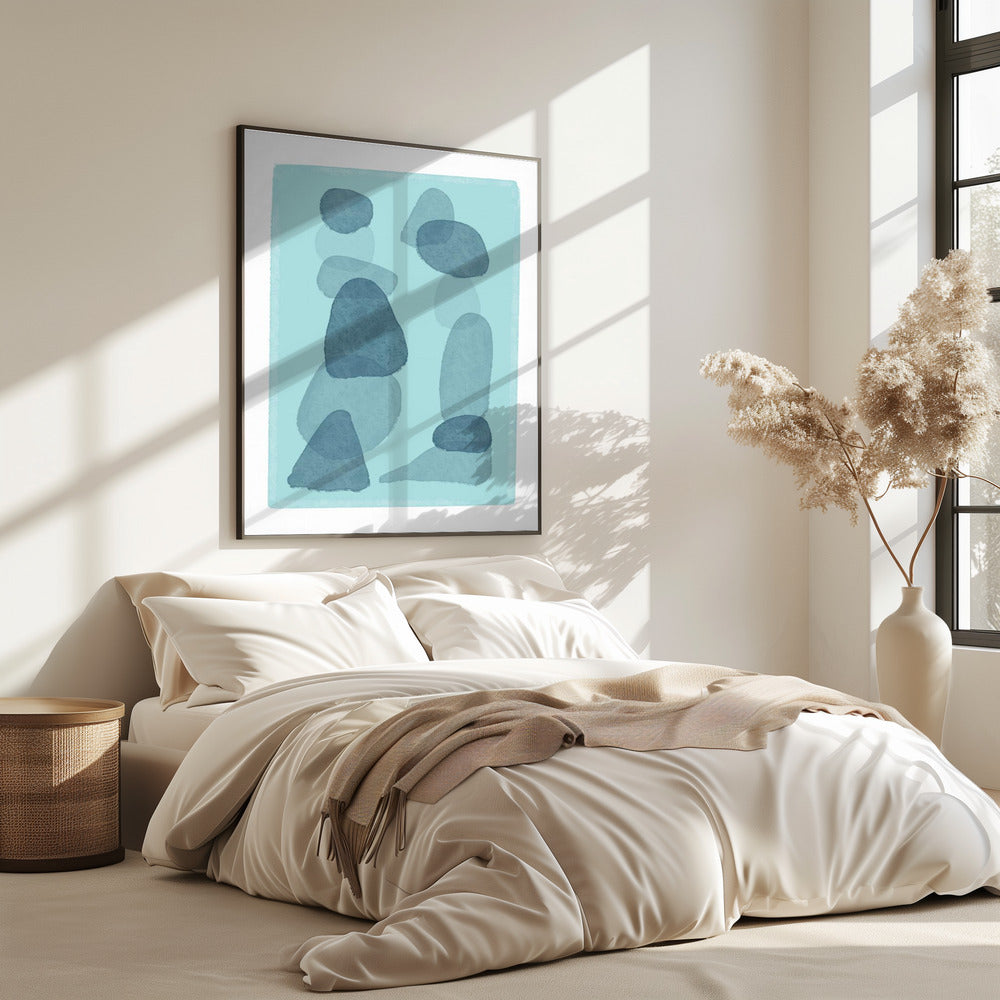 aquarelvlekken blauw abstract minimal modern art | Poster