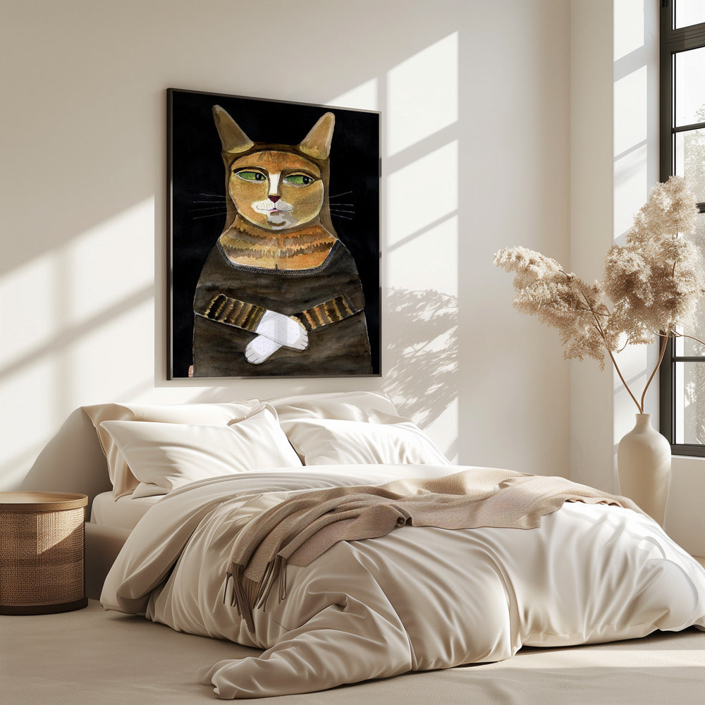 Mona Lisa Kat Grappige Kattenhumor Gember Oranje Kat | Poster