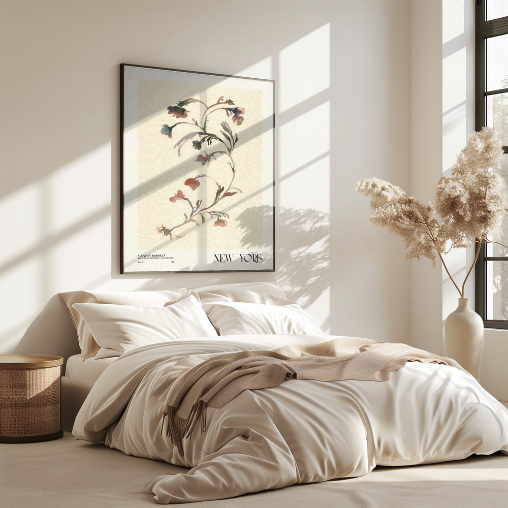 Collectie aquarelprints. Bloemenmarkt - New York | Poster