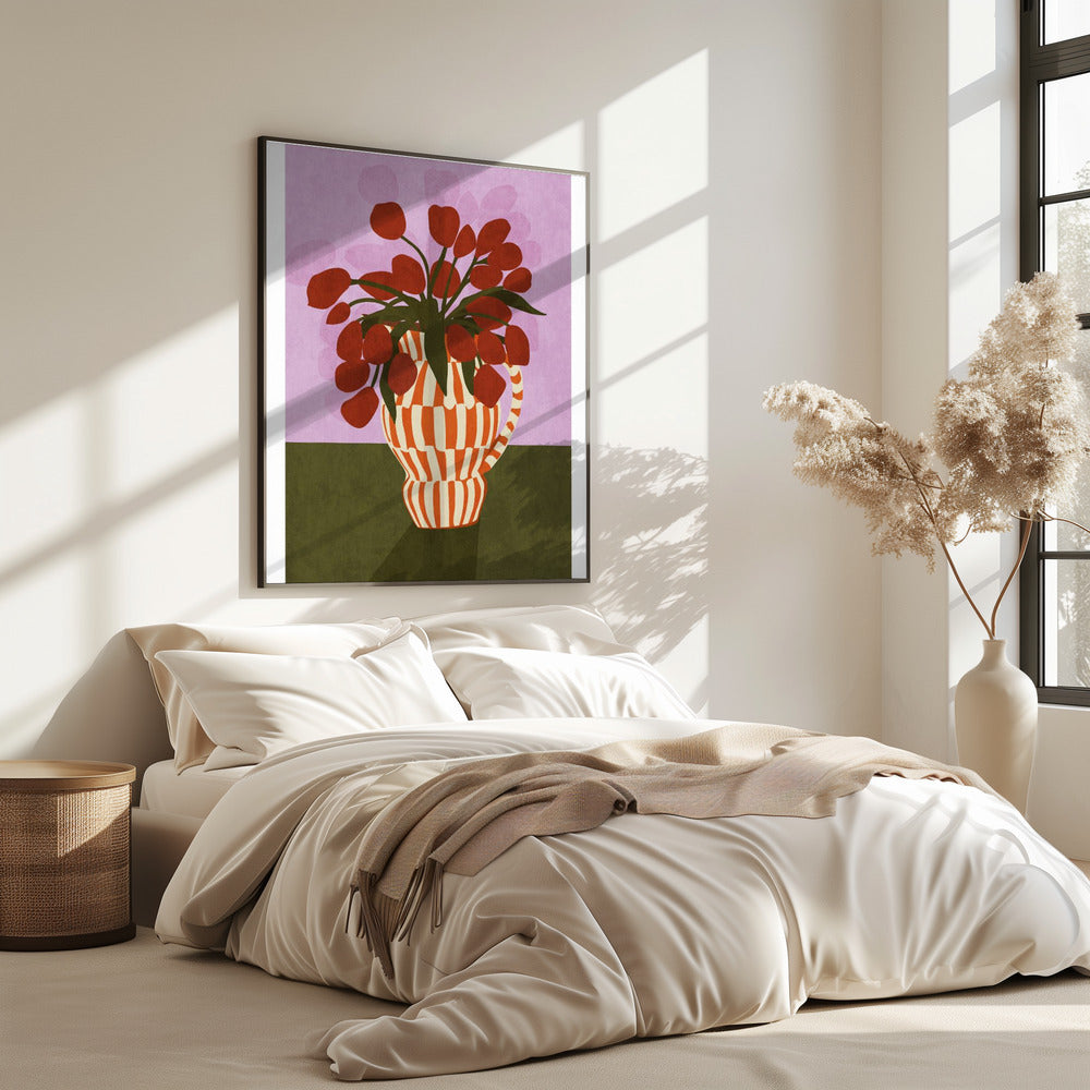 Opvallende tulpen in vaas | Poster