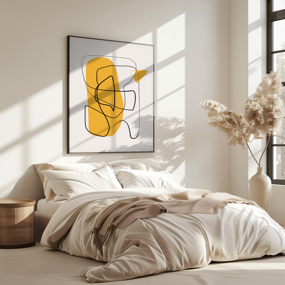 Lijn Abstract In Geel | Poster