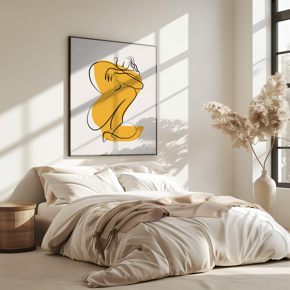 Zelfknuffel Naakt in Lineair Abstract | Poster