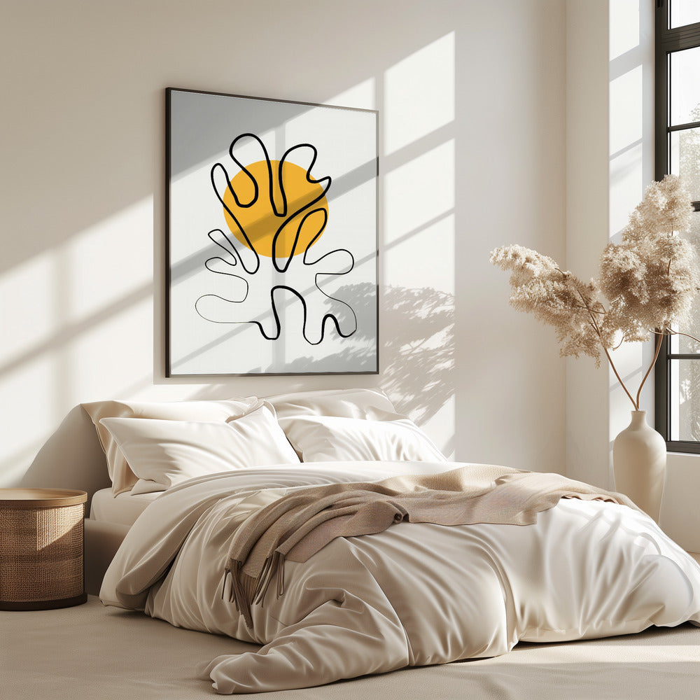 Minimalistisch koraal en zon | Poster