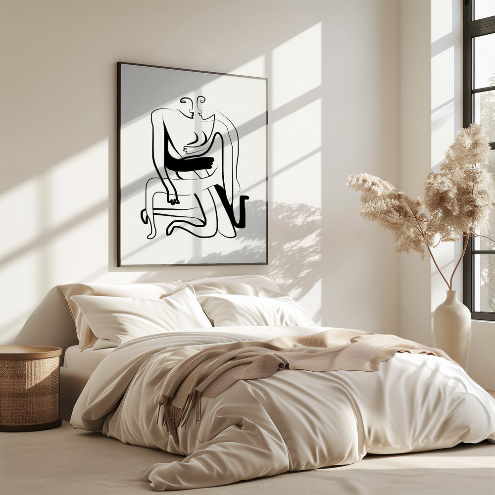 Knuffels en kusjes lijnkunst | Poster