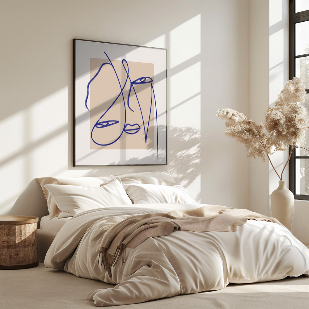Abstracte blauwe lijnkunst | Poster