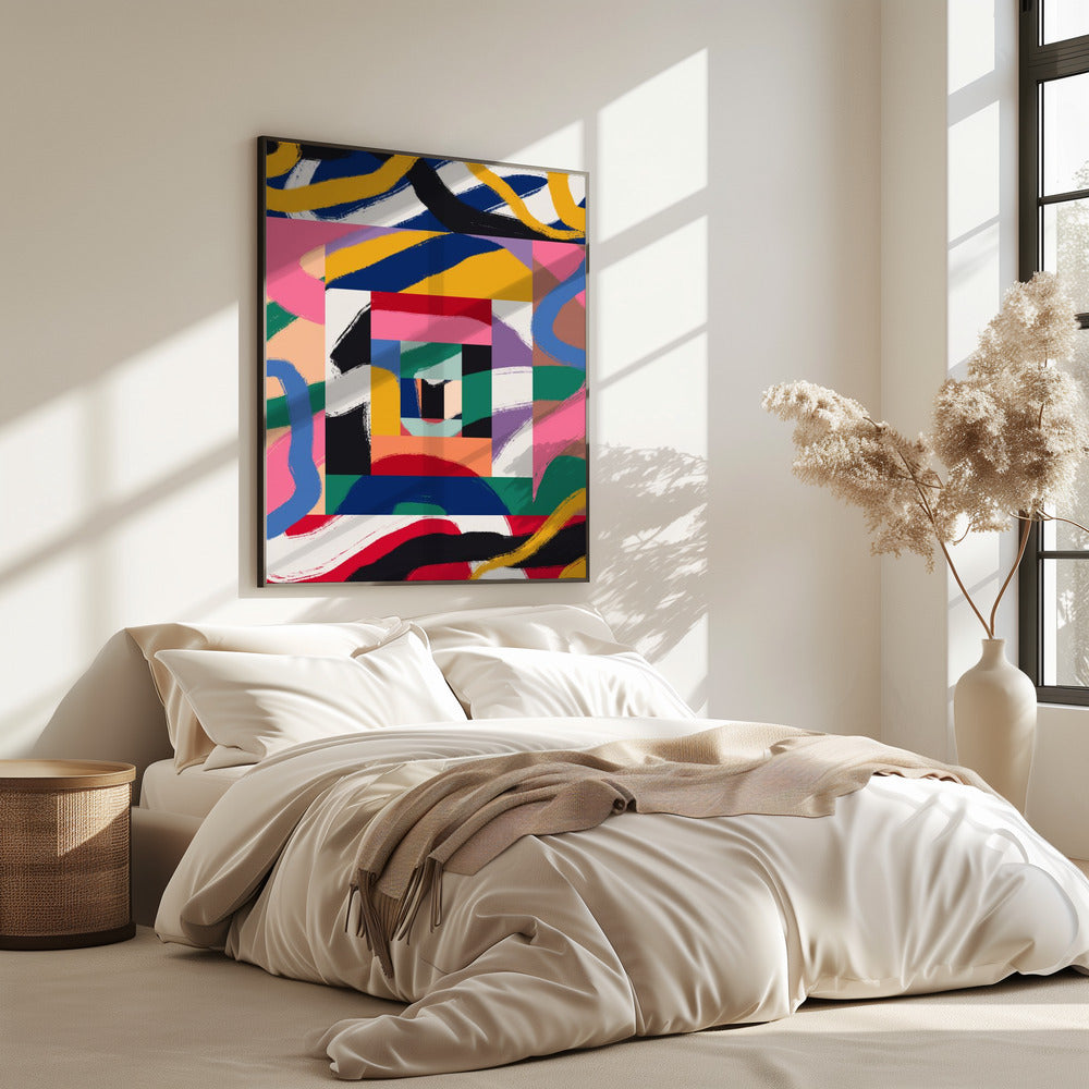 Geometrische vormen en gewaagde penseelstreken | Poster