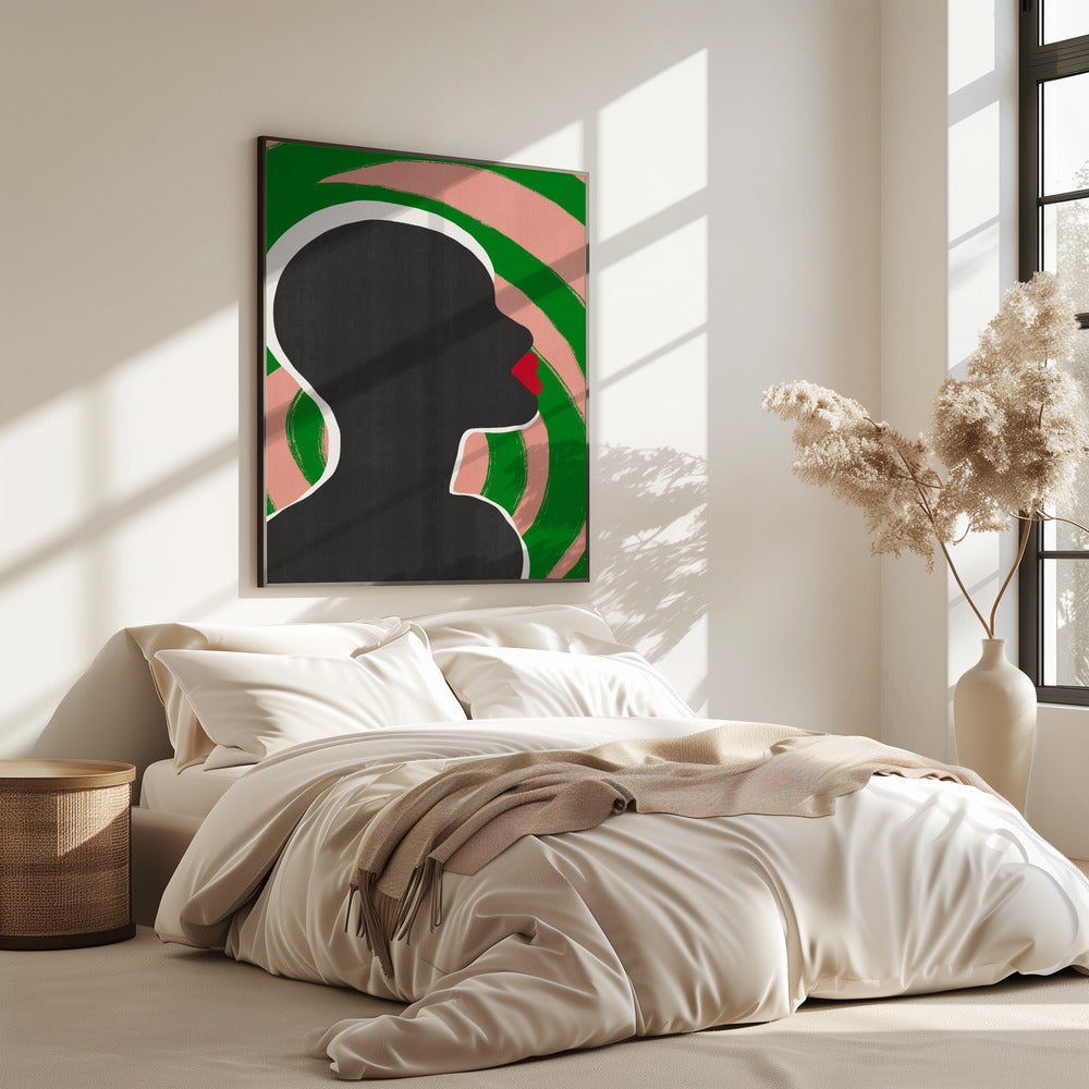 Anoniem portret in groene spiraal | Poster