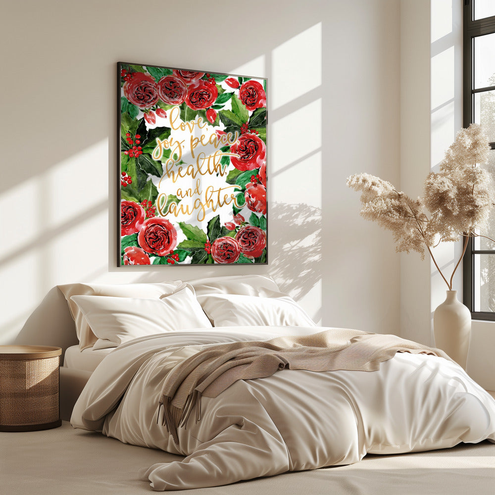 Beste wensen voor de feestdagen, rode rozen | Poster