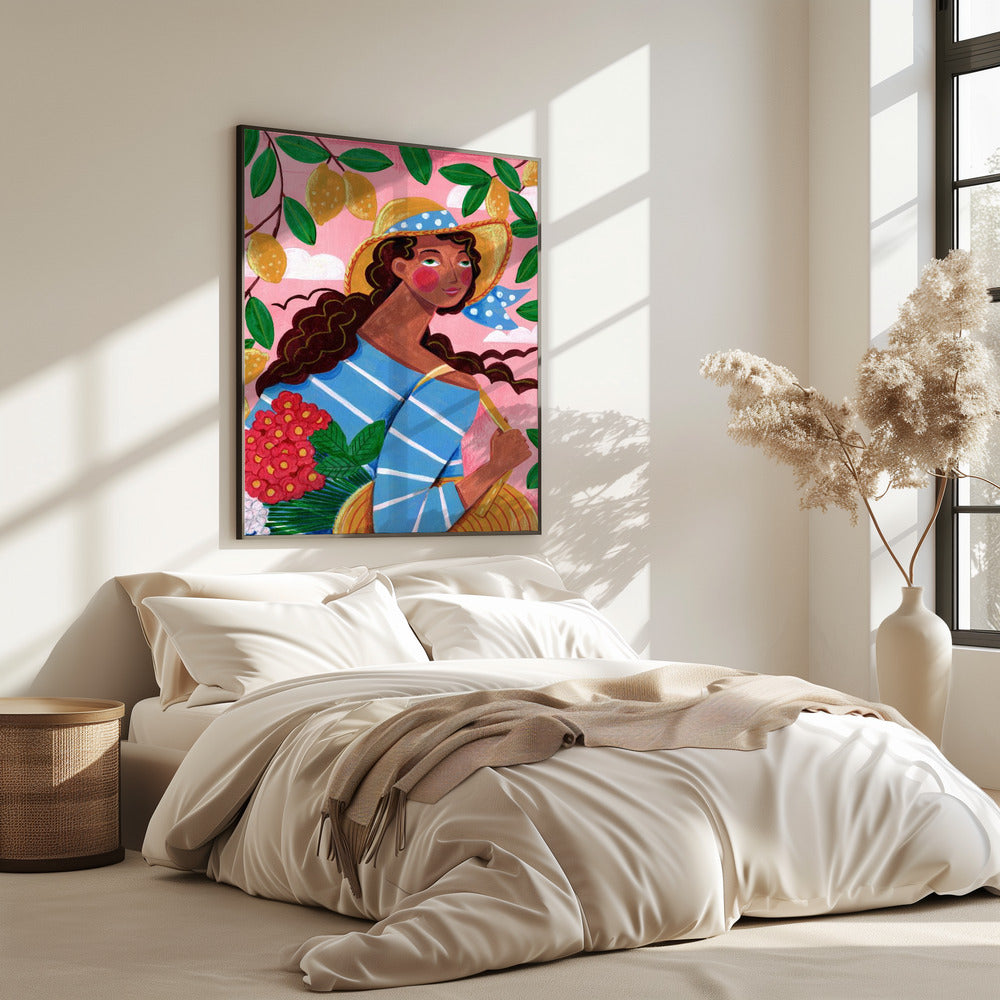 Portret van een vrouw aan de Amalfikust in Italië | Poster