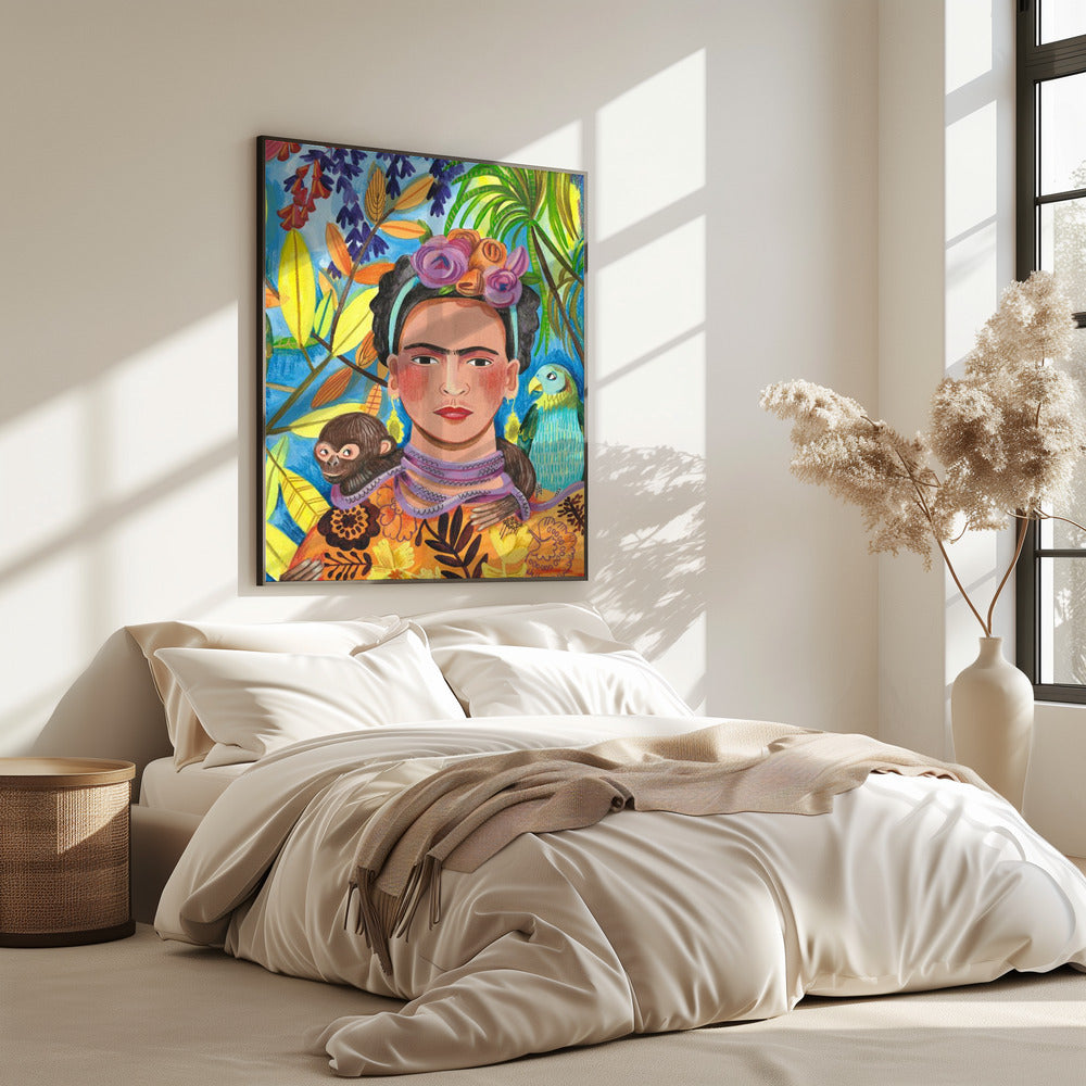 Frida en haar papegaaien | Poster