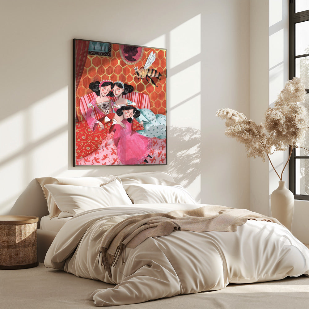 De koningin bij en roze prinsessen | Poster