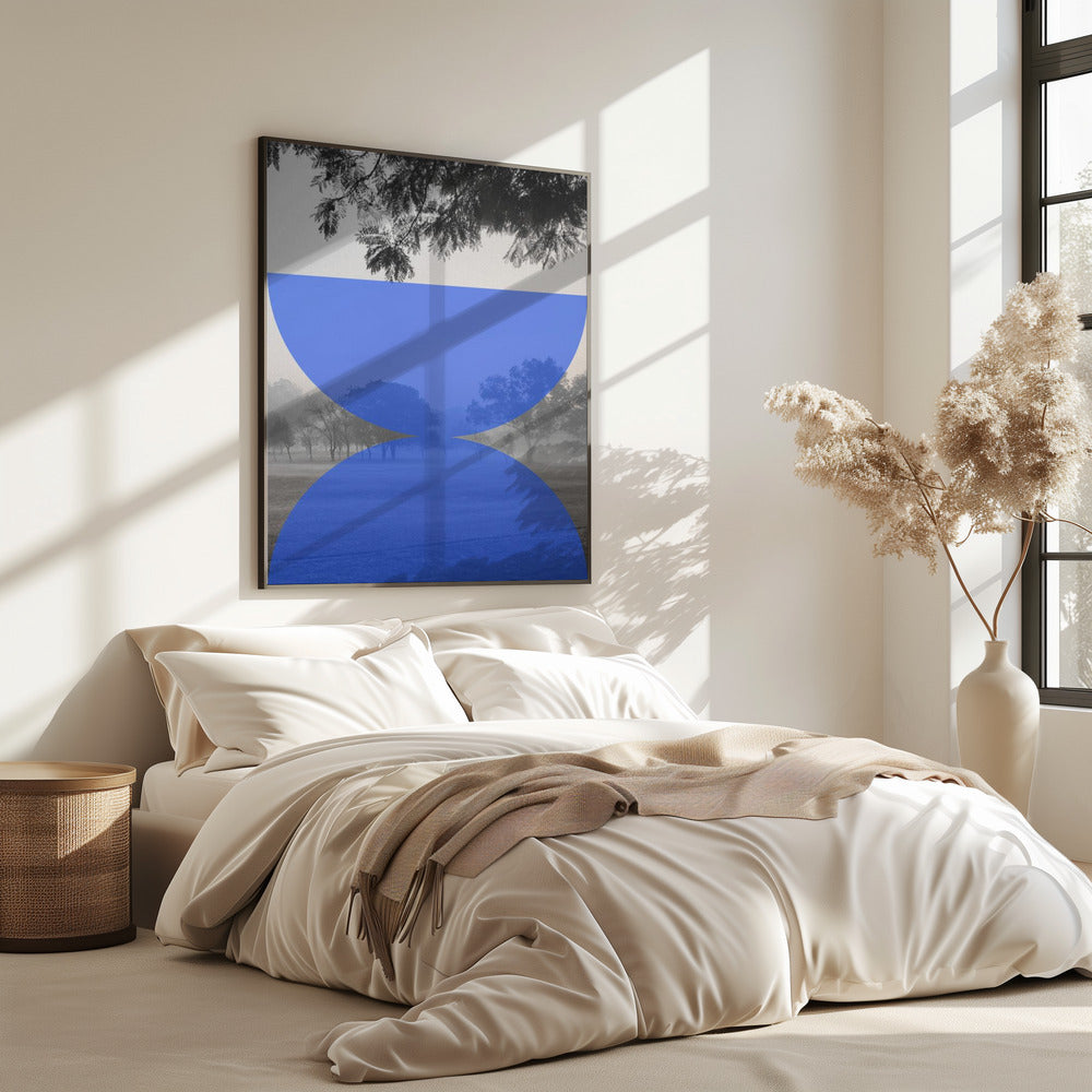 Mistige blauwe horizon | Poster