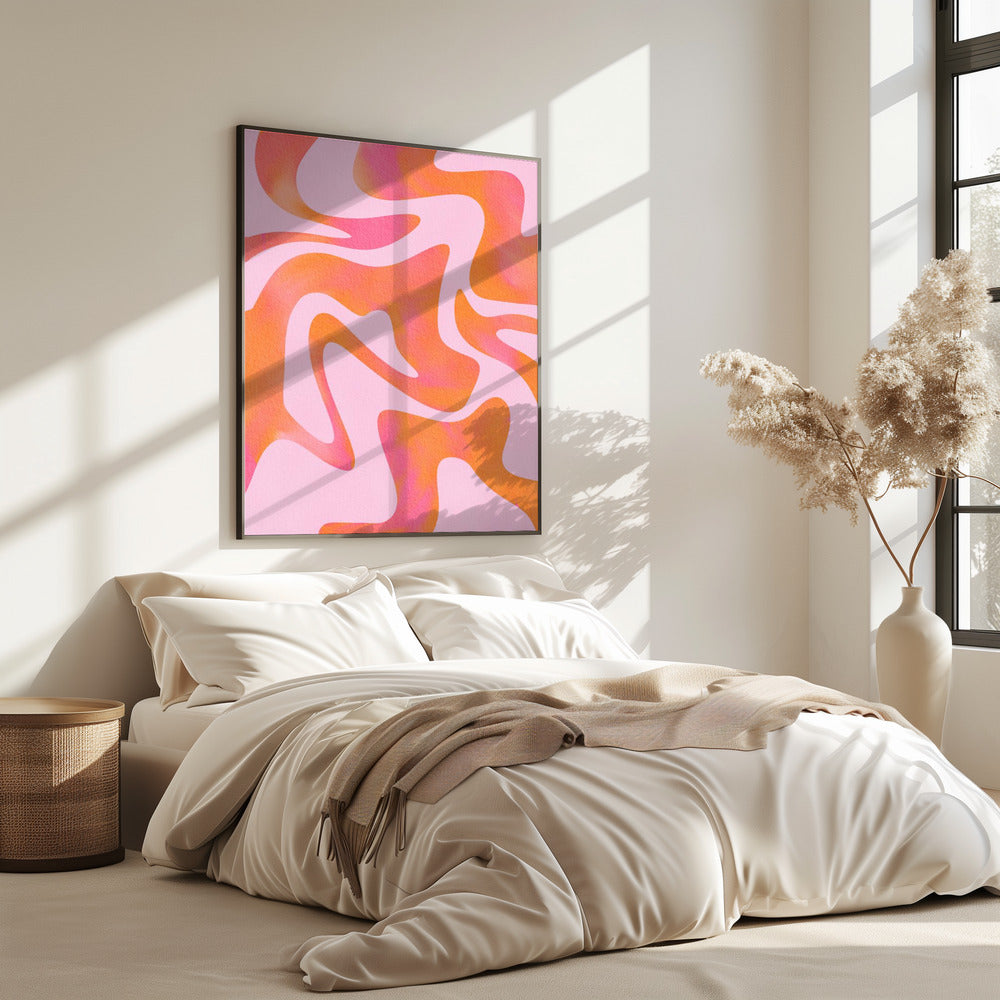 Abstracte golf in roze | Poster