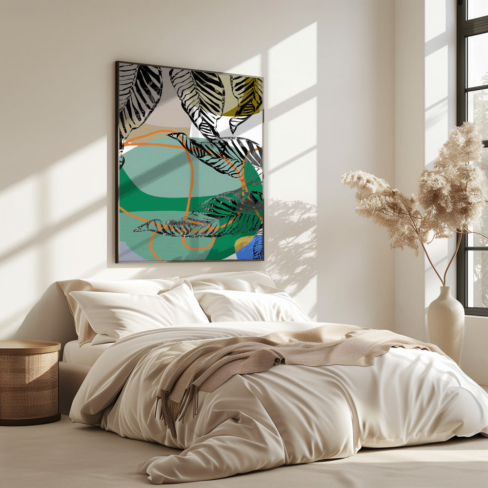 Abstracte zwarte bladeren met kleur nr. 2 | Poster